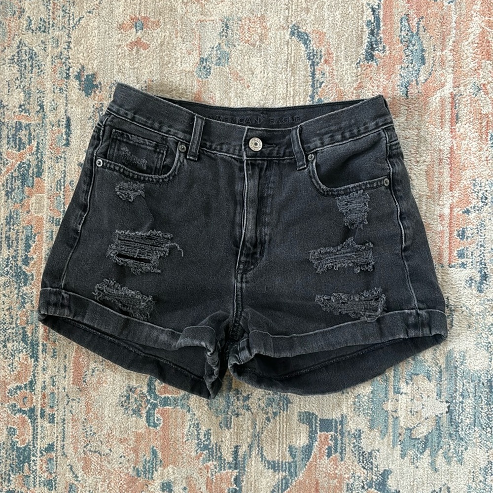 American Eagle Black Distressed Shorts